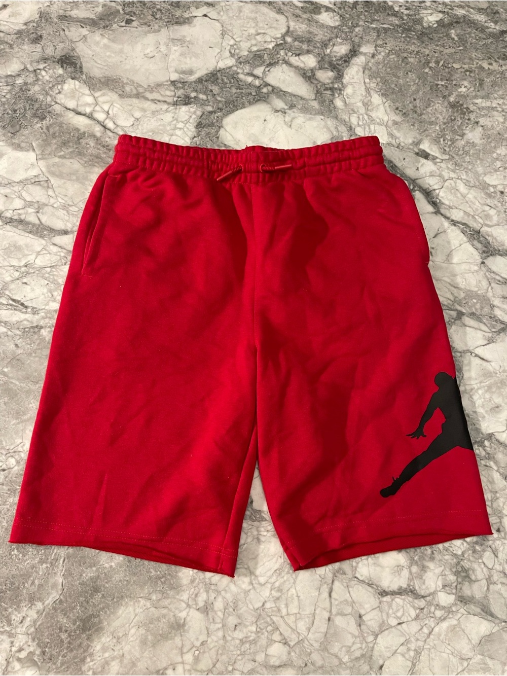 Like New! Jordan Red Athletic Shorts with Black Jumpman Graphic